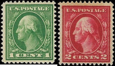 c1912 - Scott 405, 406 Washington (Perf 12) - MNH, OG - Fresh & Well Centered!