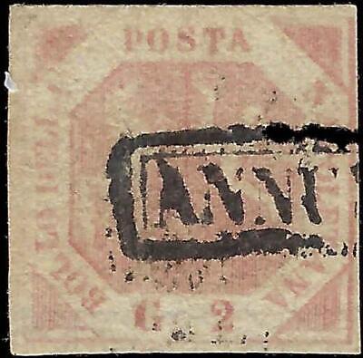 VEGAS - 1858 Two Sicilies Naples Italy 2g Stamp - Scott 3 - Used - Nice Margins