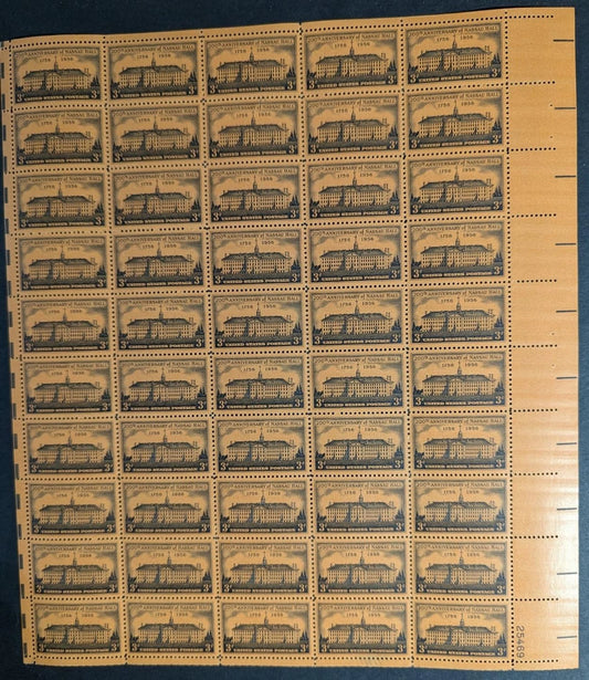 1956 USA 3c Nassau Hall Sheet -Scott 1083 -MNH, Undisturbed OG - No Sig Flaws