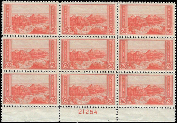 c1934 - Scott 741 Plate Block of 9 - MNH, OG - Nice
