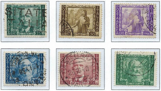 1938 Italy Air Post Set -Scott C100-C105 - All Canceled - Good Cond -Cat= $170!