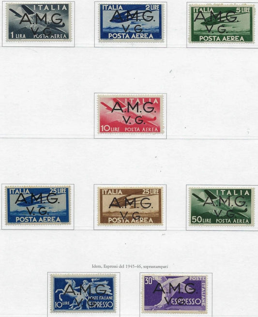 1946 Italy AMG VG - Scott 1LNC1-1LNC7, 1LNE1-1LNE2 - All MNH, Undisturbed OG!