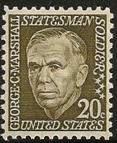 1967 George C. Marshall Single 20c Postage Stamp, Scott 1289, MNH, OG