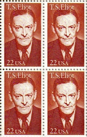 1986 T. S. Eliot - Poet- Block of 4 22c Postage Stamps, Scott 2239, MNH, OG
