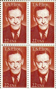 1986 T. S. Eliot - Poet- Block of 4 22c Postage Stamps, Sc# 2239, MNH, OG