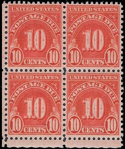 c1931 - Scott #J84 (Wet Printing) Postage Due Block of - MNH, OG