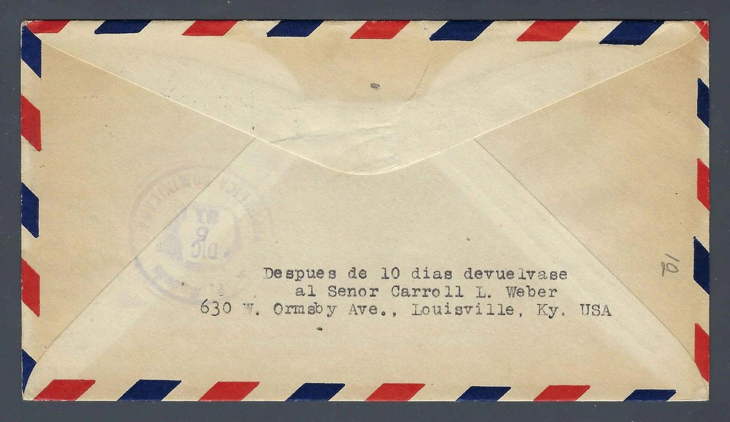 1931 FAM 6 First Flight Cover Miami to San Pedro de Macoris Dominican Republic