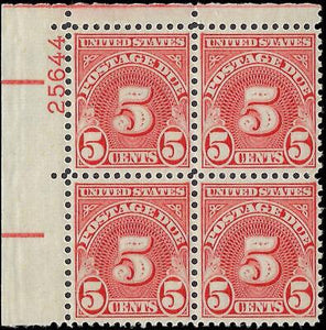 VEGAS - 1931 Postage Due 5c - Scott J83b Dry - Plate Block - MNH, Undisturbed OG