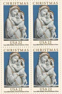 1985 Madonna Della Robbia Block of 4 22c Postage Stamps, Sc#2165, MNH, OG