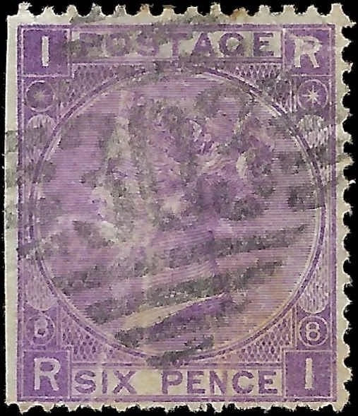 c1867 - Great Britain Scott # 51, Plate# 8 -Creases - Cat= $140!