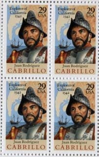 1992 Juan Rodriguez Cabrillo Block of 4 29c Postage Stamps, Scott2704, MNH, OG