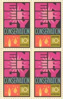 1974 Energy Conservation Block of 4 10c Postage Stamps, Scott1547, MNH, OG