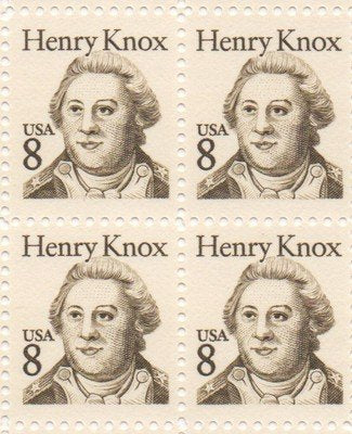 1985 Henry Knox Block of 4 8c Postage Stamps, Scott1851, MNH, OG