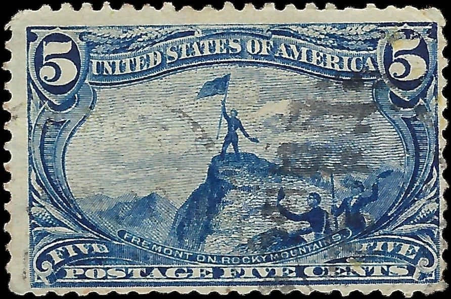 1898 USA - Scott 288 - 5c - Light Cancel - Corner Perf Crease - Otherwise Solid