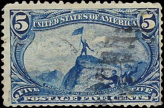 1898 USA - Scott 288 - 5c - Light Cancel - Corner Perf Crease - Otherwise Solid