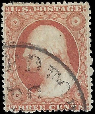 c1857 3c USA Washington - Scott 26 - Type 3 - Used - Solid - FN1242
