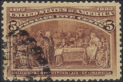 c1893 5c Columbian - Scott 234 - Used with Very Nice Centering