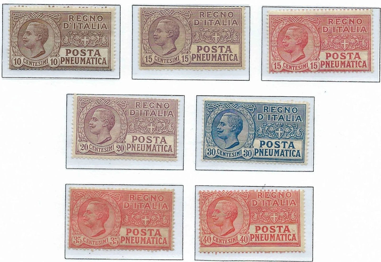 1913-28 Italy Pneumatic Set -Scott D1-D8 Less D3 - MH, OG -Good -Cat= $104!