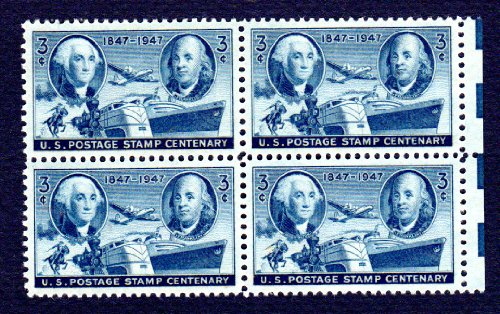 1947 Centenary Block of 4 3c Postage Stamps, Scott947, MNH, OG