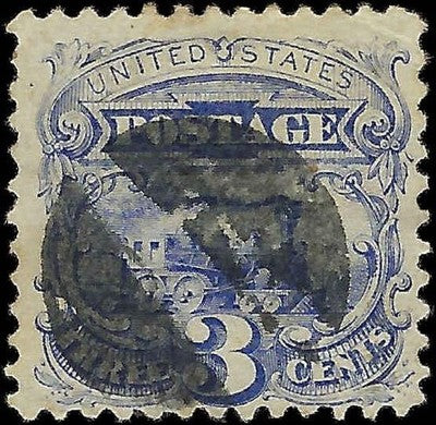 c1869 - Scott 114 3c Locomotive Stamp - Used - Nice Centering