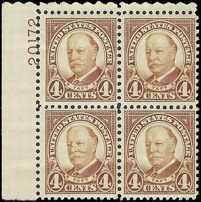 c1930 - Scott 685 President Taft Plate Block of 4 - MH OG
