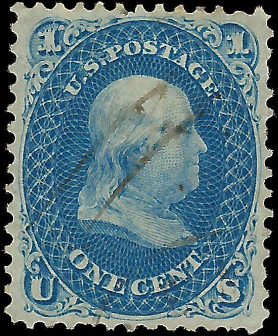 VEGAS - 1861 Franklin 1c - Scott 63 - XF+ Centering! Clean - Light Cancel