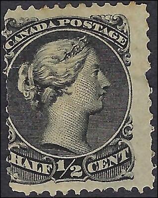 VEGAS - 1868 Canada Queen Victoria- 1/2c - Scott 21 - MH, OG -Small Tear Pull Perf