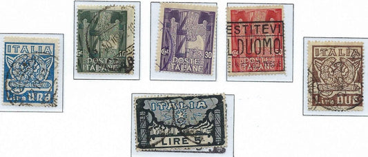 1923 Italy Stamp Set - Scott 159-164 - Canceled (More Scarce)- Solid -Cat= $135