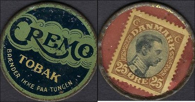 c1920 Denmark Cremo Tobak Stamp Coin - Good Condition!
