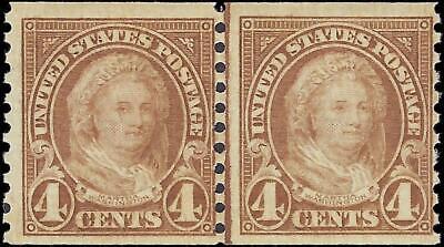 VEGAS - 1924 USA M. Washington Coil Joint Line Pair - Scott 601 - MNH - Undist Gum