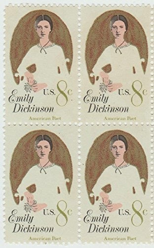 1971 Emily Dickinson Block of 4 8c Postage Stamps, Scott1436, MNH, OG