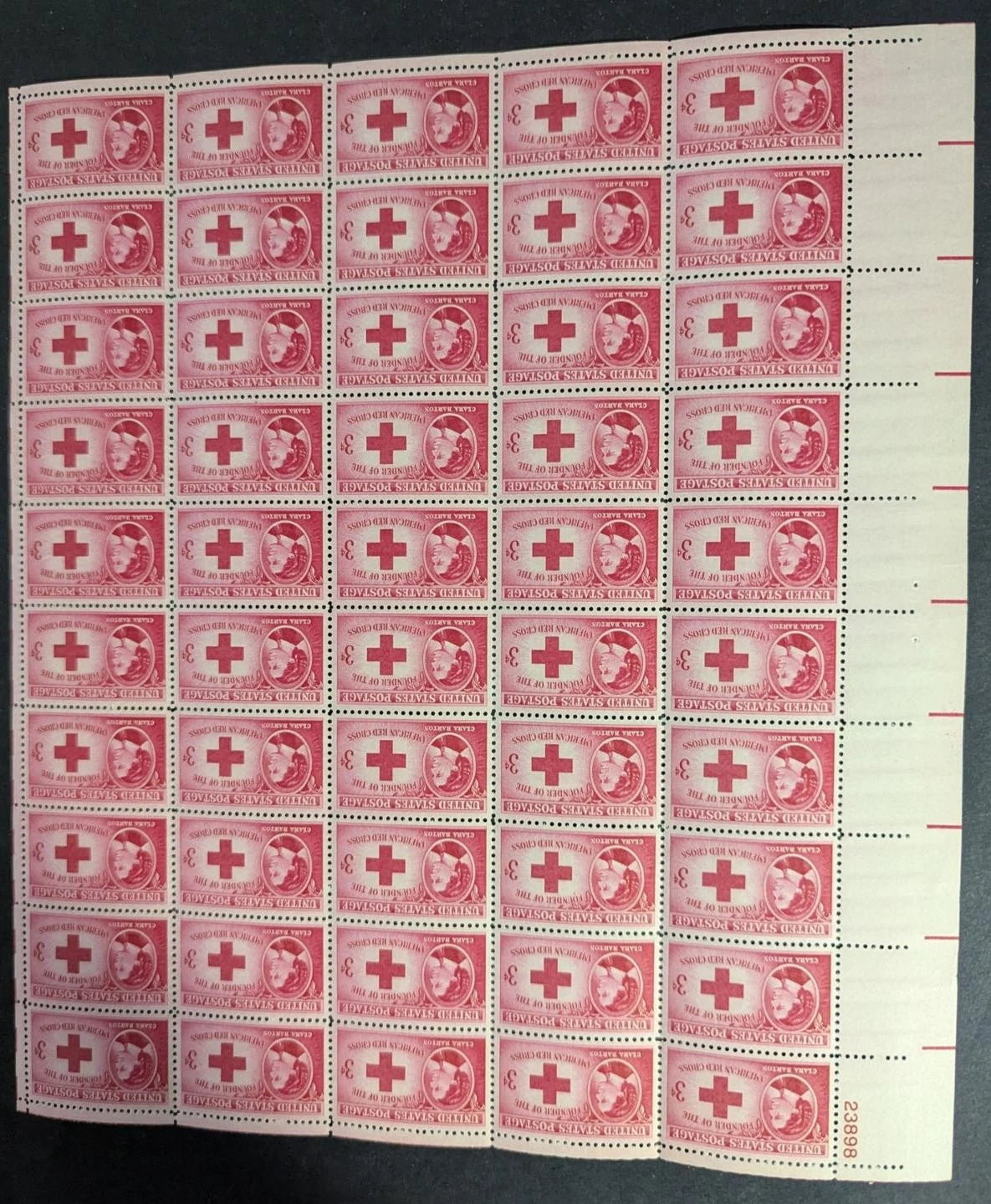 1948 USA Red Cross 3c Sheet -Scott 967 -MNH, Undisturbed OG - No Sig Flaws