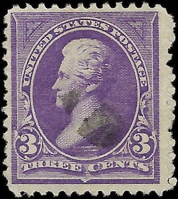 c1894 - #253 Jackson 3c USA Postage Stamp - Used - Light Cancel - No Visible WM