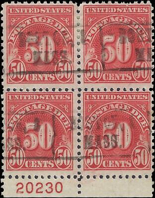 VEGAS - 1930 Postage Due 50c - Scott J76 - Precancel Plate Number Block - Perf 11