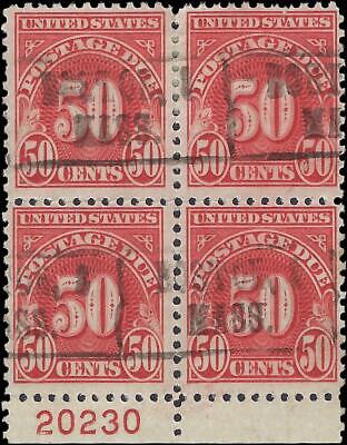 VEGAS - 1930 Postage Due 50c - Sc# J76 - Precancel Plate Number Block - Perf 11