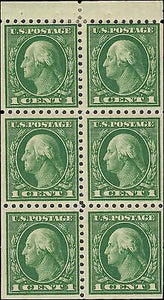 VEGAS - 1914 USA Booklet Pane of 6 - Scott 424 - MLH, OG