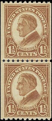 VEGAS - 1923 USA Harding Coil Joint Line Pair - Scott 605 - MH, OG - Fresh!