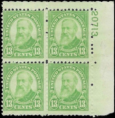 c1931 - Sc# 692 President Hayes Plate Block of 4 - MH, OG