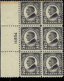 c1923 - Sc# 610 President Harding 2c Plate Block of 6 - MH, OG - READ