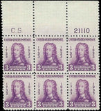 c1933 - #726 Oglethorpe Plate Number Block of 6 with CS in Margin - MNH, OG