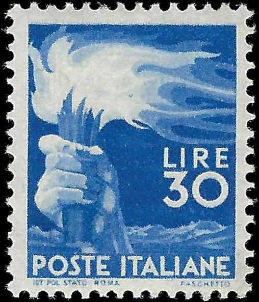 1947 Italy 30l -Scott 488 - MH, OG - Signed - Cat= $150 - Choice Centering!!
