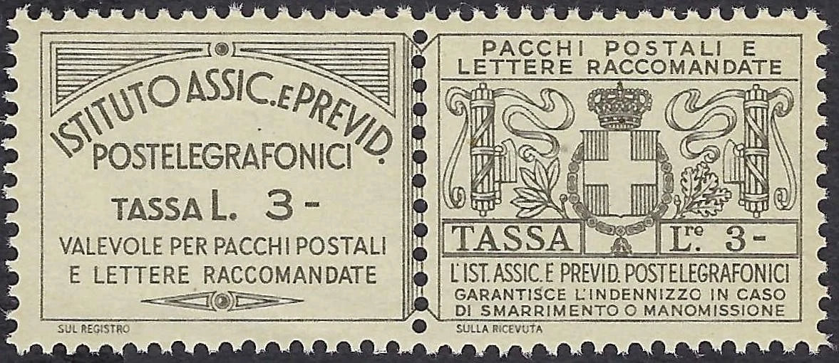 1917 Italy Assicurativi 3L Mint NH Pair Sassone #8 Insurance