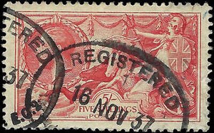 VEGAS - 1934 Great Britain - 5Sh - Sc# 223 - Cat= $60 - Centering!