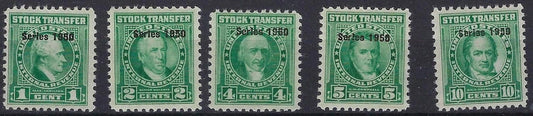1950 USA Stock Transfer Stamp Set - Scott RD313-RD317 - MNH - READ