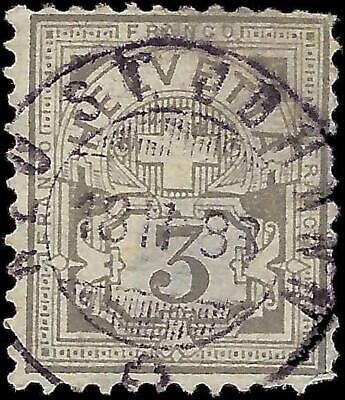 VEGAS - 1882 Switzerland - Sc# 70b, 3c - Used - WM Type 1 - Thins