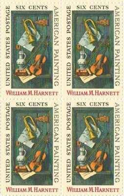 1969 William M Harnett Block of 4 6c Postage Stamps, Scott1386, MNH, OG