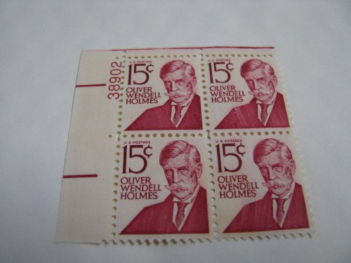1968 Oliver Wendell Holmes Plate Block of 4 15c Postage Stamps, Scott 1288, MNH,OG