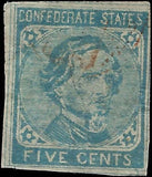 c1862- Scott CSA7 Jefferson Davis Counterfeit 5c Civil War Confederate Stamp