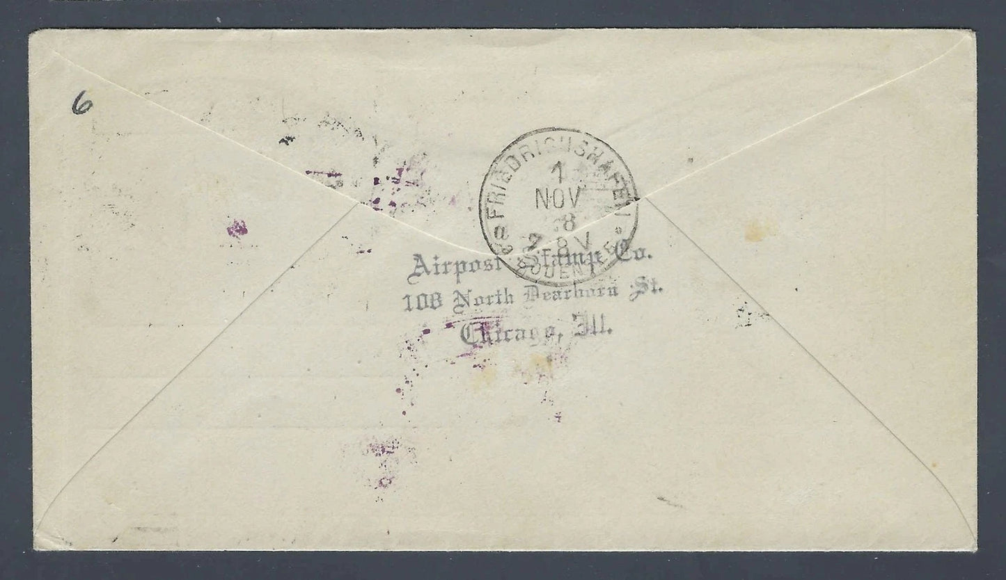 1928 Graf Zeppelin LZ-127 First Flight Cover Lakehurst to Germany C9 568 569