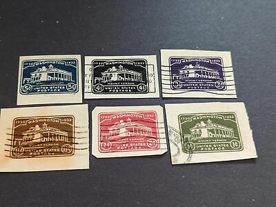 VEGAS - 1932 Washington Postal Stationary Cutouts Set - Scott U523-U528